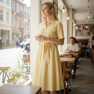vintage safari dress Summer Dress, Belted, With Pocket Short Sleeve,Polo Col  puresunlady TX Dimensions 40 Length 44 Bust 39 Waist 39 Hip A vintage 1930s/40s unintentional 'Safari'