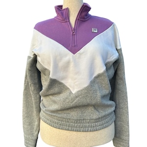 Fila sweater met kwartrits dames groot paars grijs colorblock retro Athleisure afbeelding 1