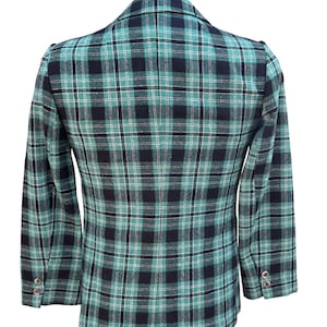 Young Pendleton Womens Plaid Blazer 7/8 Green Black Wool Academic Preppy Vintage