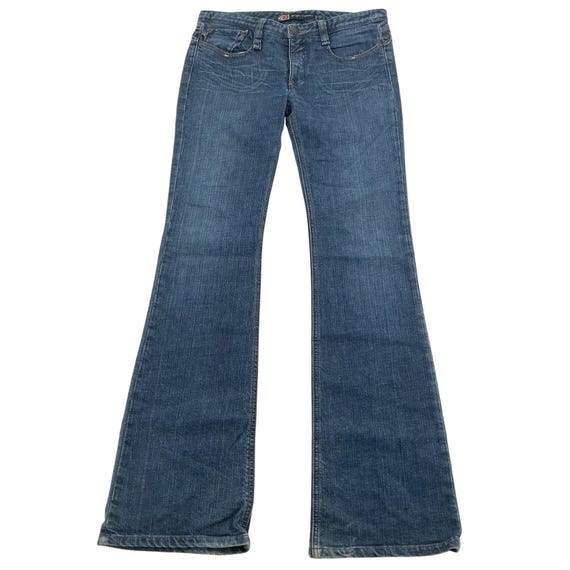Oligo Tissew Flare Jeans Womens 27 Blue Star Pocket Low Rise Y2K Vintage Cyber