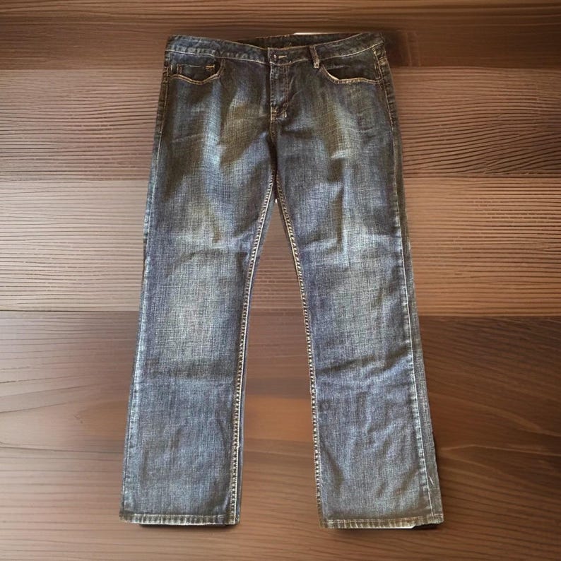Buffalo Jeans Straight Leg Mens 38x30 Blue Faded Denim Casual Y2K Streetwear image 1