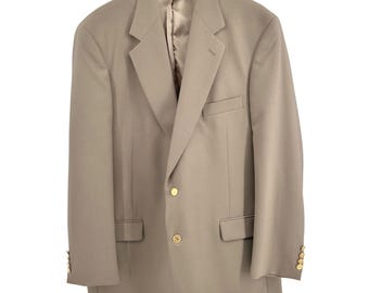 Palm Beach Mens 44L Tan Wool Blend Blazer Gold Button Sport Coat Country Club