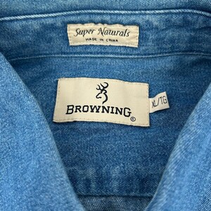 Browning Mens Denim Shirt XL Blue Embroidered Buck Long Sleeve Western Gorpcore image 3