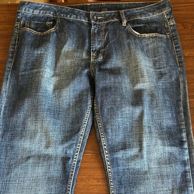 Buffalo Jeans Straight Leg Mens 38x30 Blue Faded Denim Casual Y2K Streetwear image 2