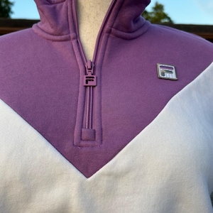 Fila sweater met kwartrits dames groot paars grijs colorblock retro Athleisure afbeelding 5
