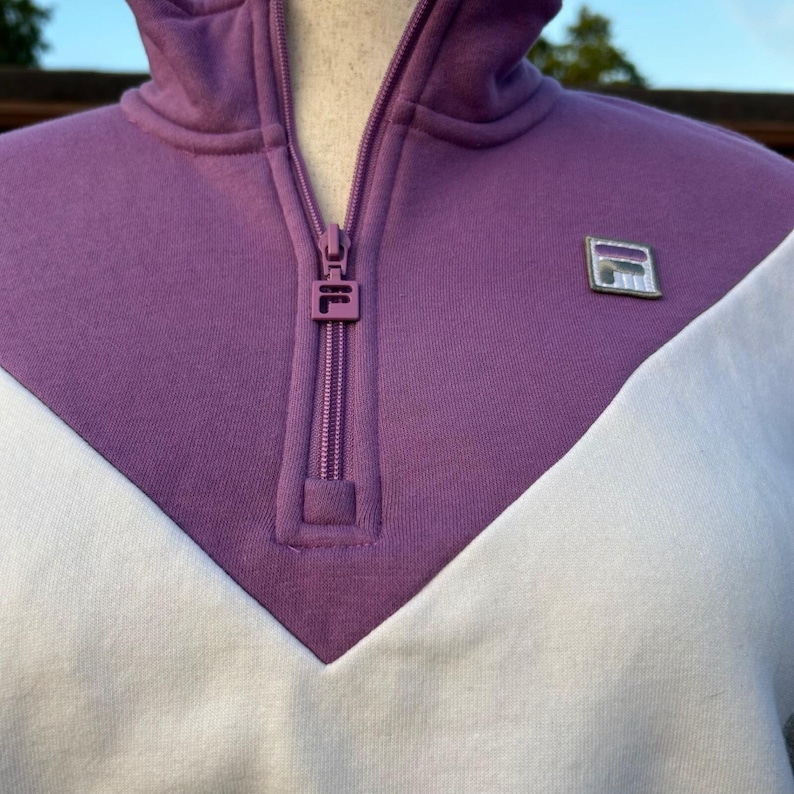 Fila sweater met kwartrits dames groot paars grijs colorblock retro Athleisure afbeelding 5