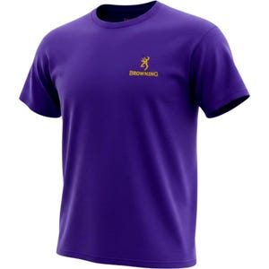 Browning T-Shirt Mens XL Purple Gold Buckmark Logo Graphic Tee Outdoor Gorpcore