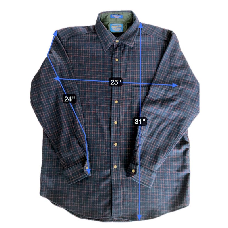 Pendleton Wool Flannel Shirt Mens L Blue Red Plaid Board Shirt Vintage Americana image 8