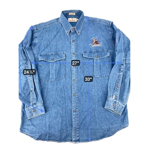 Browning Mens Denim Shirt XL Blue Embroidered Buck Long Sleeve Western Gorpcore image 2