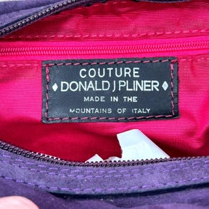 Couture Donald J Pliner Hobo Crescent Bag Small Purple Suede Studded Purse Italy image 2