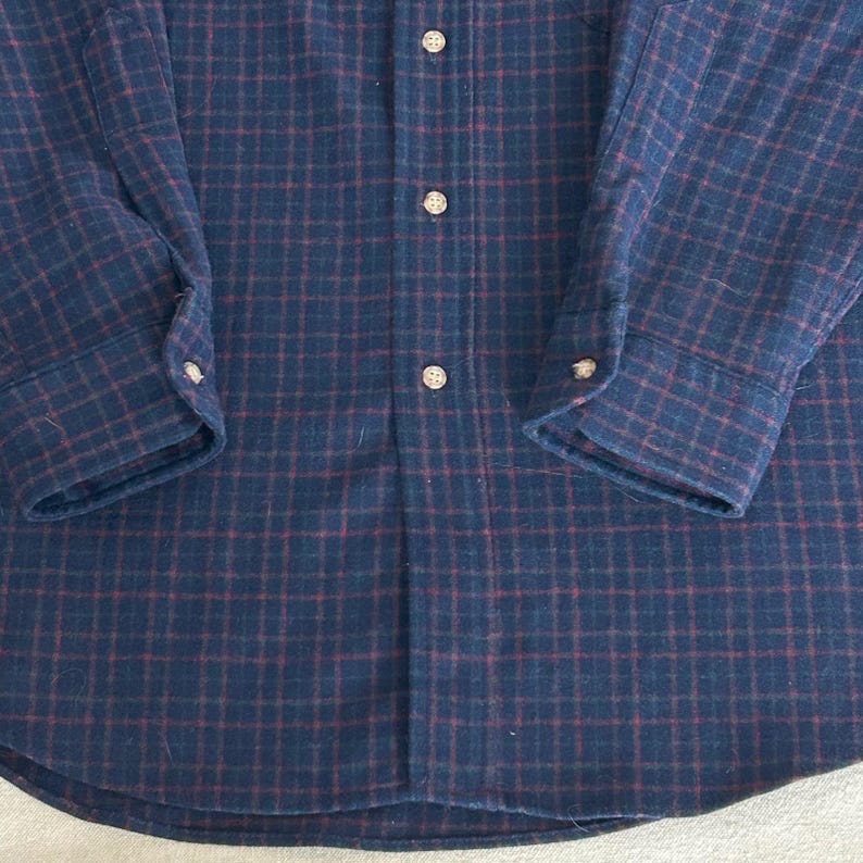 Pendleton Wool Flannel Shirt Mens L Blue Red Plaid Board Shirt Vintage Americana image 6