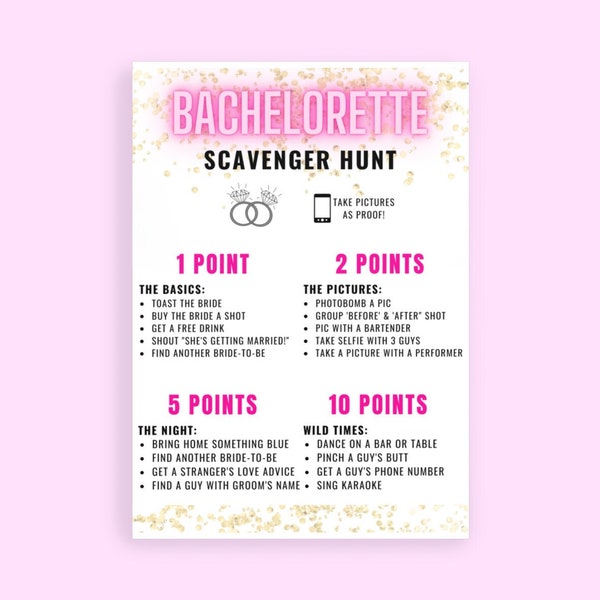 Bachelorette Photo Scavenger Hunt | Bachelorette Party Activity | Instant Download | Fun Games