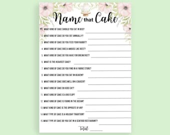 Name that Cake | Bridal Shower Game | Party Game | Instant Download