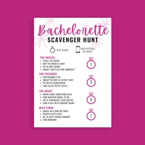 Bachelorette Scavenger Hunt | Bachelorette Party Activity | Instant Download | Fun Games