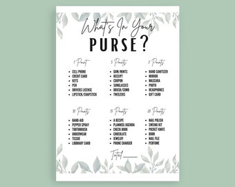 What's In Your Purse | Baby Shower Game | Instant Download