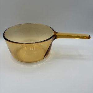 Visions France Amber Glass Kastrull: Ljusgyllene Honungsgryta – Mid Century Modern
