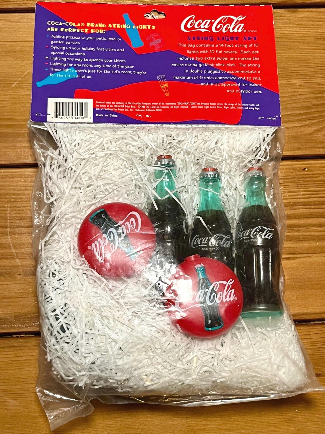 Coca-cola String Light Set • 1990s Retro Coke Bottle & Button 