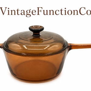 Vintage Corning Vision Amber Glass Saucepan with Lid - 2.5L Stovetop Cookware