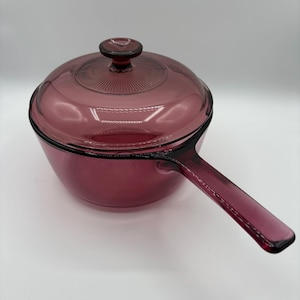 Vintage Cranberry Visions Saucepan 2.5L With Lid – Corning Pyroceram Cookware MCM