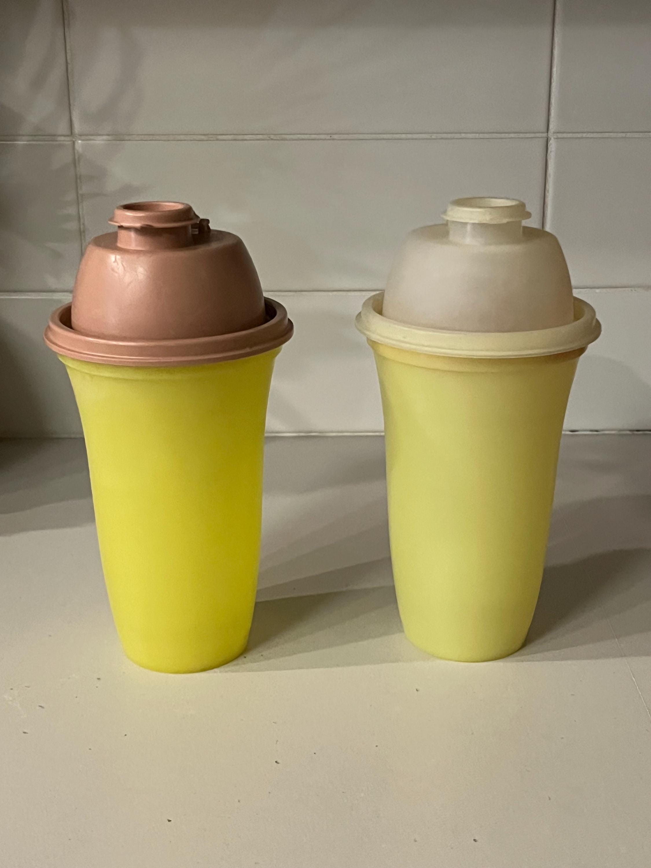 Vintage Tupperware Quick Shake Set: Yellow Shakers, Retro Kitchen