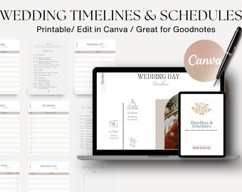 Wedding Timeline Planner Canva Template, Editable Wedding Day Schedule, Run Sheet & Event Organizer