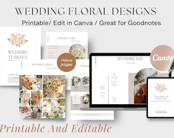 Wedding Flowers Planner Printable | Bridal Bouquet Ideas, Florist Comparison & Budget Canva Download