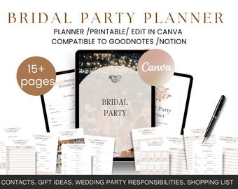 Timeless Luxe Bridal Party Kit, Canva Bridesmaid Checklist Roles Planner & Duties Organizer, Event Planning, Instant Download