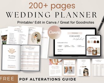 Ultimate Minimalist Bridal Planner Editable Canva Bundle, Wedding Timeline, Budget & Mood Board