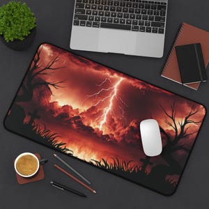 Gothic Graveyard Desk Mat: Dark Fantasy Gaming Mouse Pad