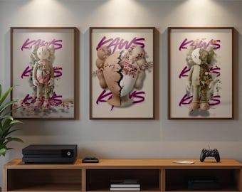 Compagnon KAWS | Ensemble d'affiches imprimables de style floral (téléchargement instantané)
