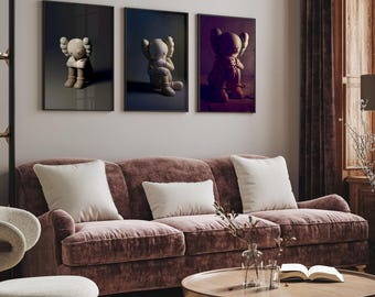 Kaws Companion Prints | Set of 3 Modern Hypebeast Wall Art (Digital Download)