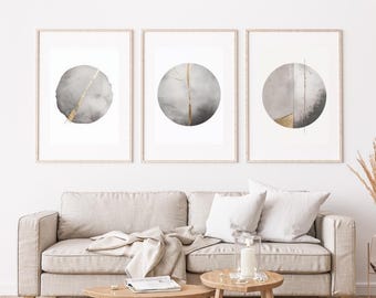 Wabi Sabi Wall Art Set of 3 | Japandi Wall Art Prints | Neutral Beige Abstract Wall Decor | Minimalist Zen Japanese Artwork
