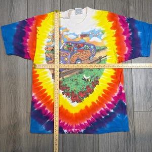 The 1994 Grateful Dead Summer Tour Bus Tie Dye Liquid Blue T-Shirt Large image 2