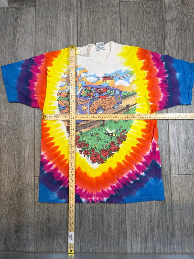 The 1994 Grateful Dead Summer Tour Bus Tie Dye Liquid Blue T-Shirt Large image 2