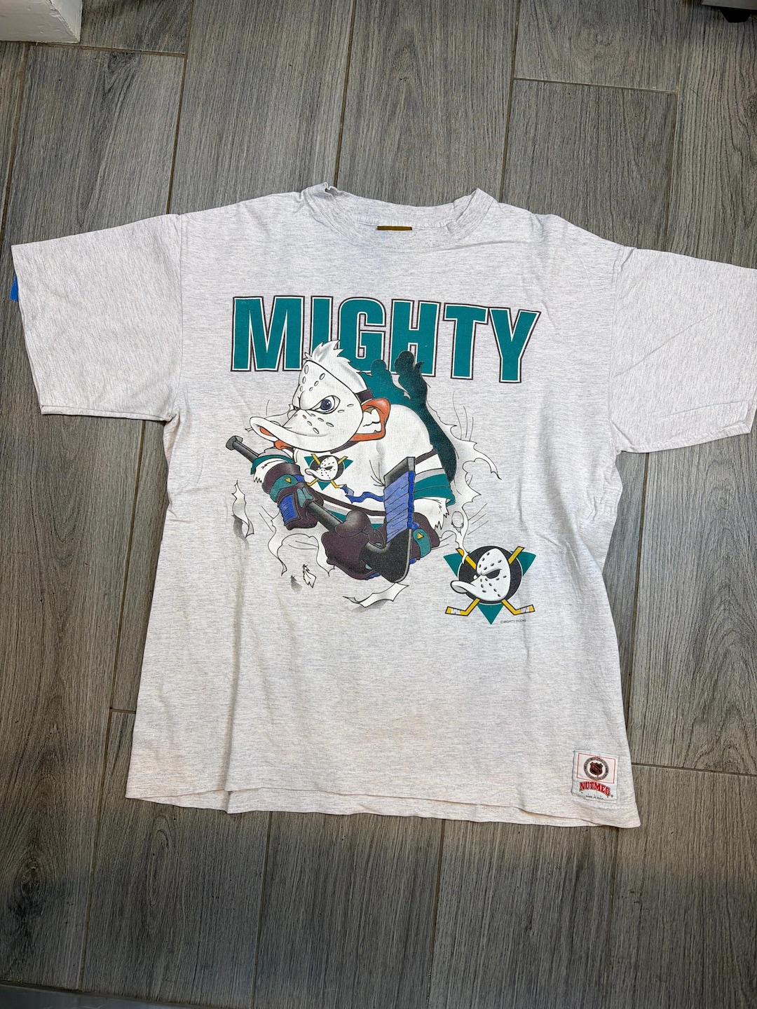 T-shirt Vintage Nutmeg Mighty Ducks (1990) – Double Face, Taille XL