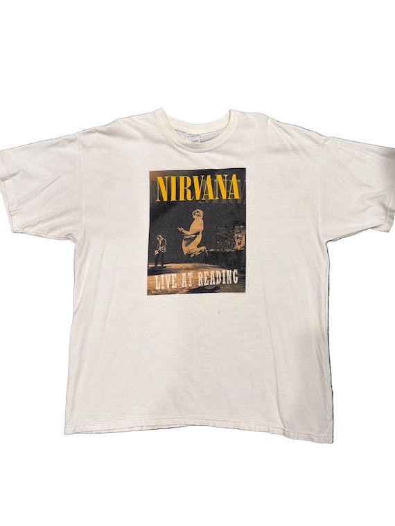 The 00S Nirvana Live at Reading Kurt Cobain Grohl White T-shirt XL