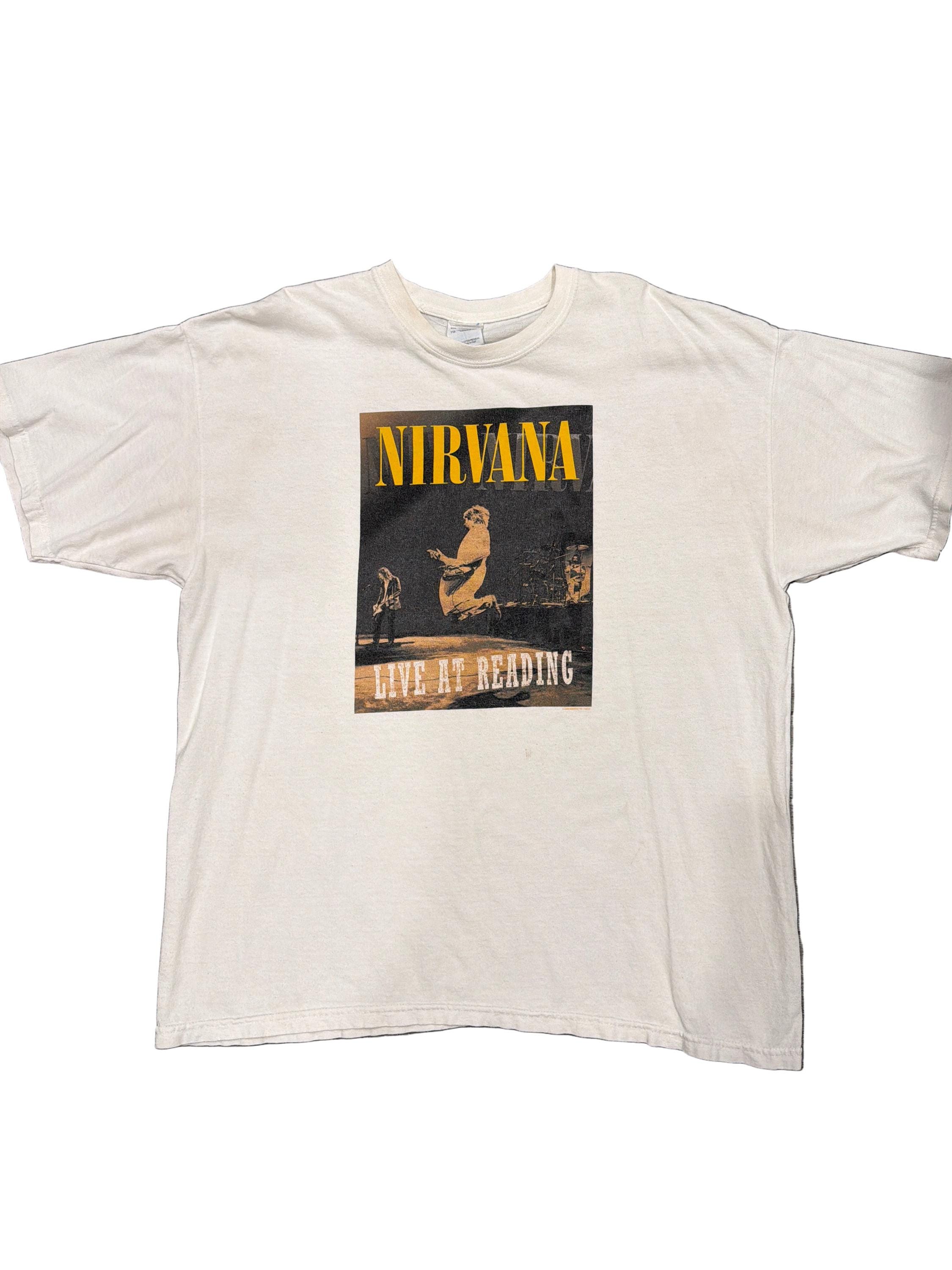 The 00S Nirvana Live at Reading Kurt Cobain Grohl White T-shirt XL
