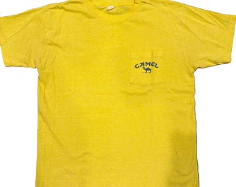 The 1980s Camel Smooth Cigg Promo Yellow Fader T-Shirt Large