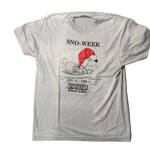 Vintage Alexandria Technical Institute Snow Week 1989 Blue T-Shirt M|L