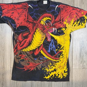 Camiseta negra Aop del dragón azul líquido de los 90 (talla XL) imagen 1