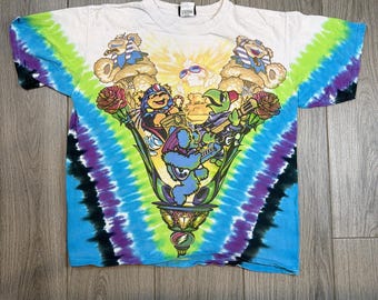 The 90s Grateful Dead Egypt Tour Liquid Blue Tie Dye T-Shirt Medium