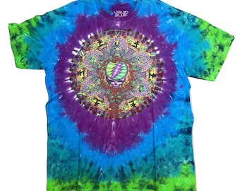 Grateful Dead Liquid Blue Fractal T-Shirt Large