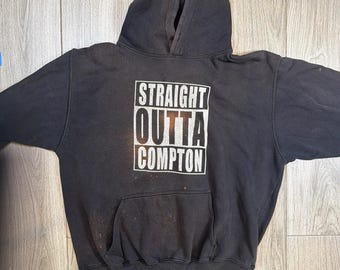 N.W.A. Straight Outta Compton Distressed dubbelzijdige zwarte hoodie L|Xl