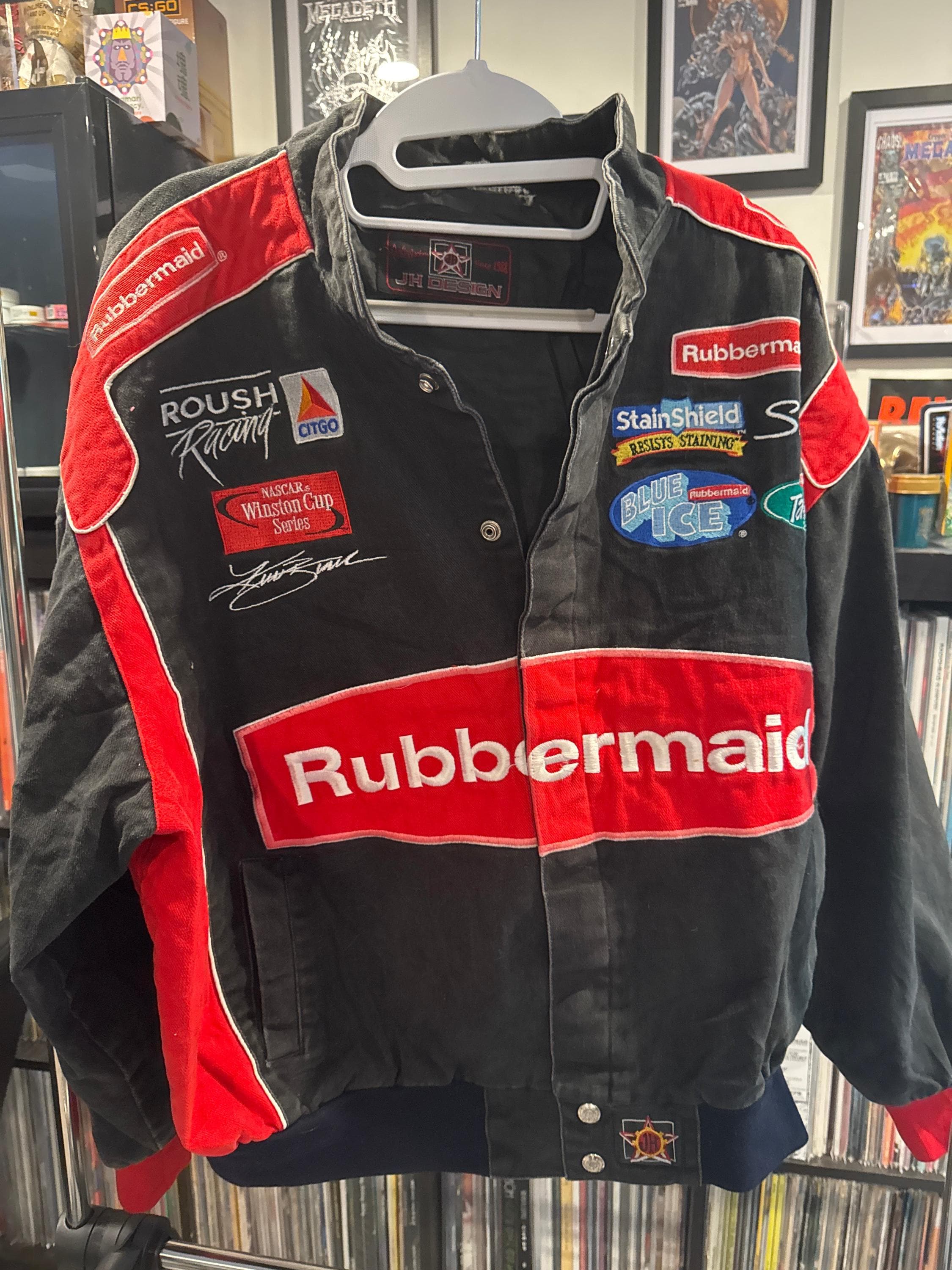 Vintage Jh Design Racing Jacket XL Great Wear Kurt Busch Red Black 