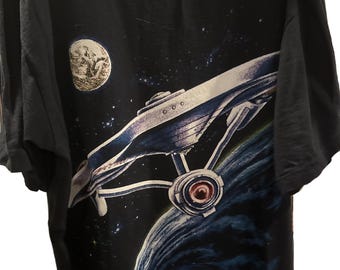 The 1991 Star Trek Space Aop Black T-Shirt XL Single Stitch Changes