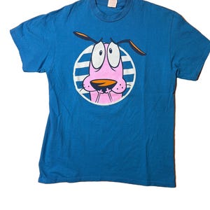 Courage The Cowardly Dog Cartoon Network Y2K Blue T-Shirt Large