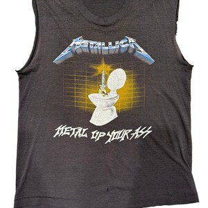 The 80s Metallica Metal Up Your A** Cut off Paper Thin T-Shirt Large