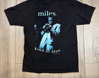 Camiseta negra de trompeta azul de 2000 Miles Davis, talla mediana