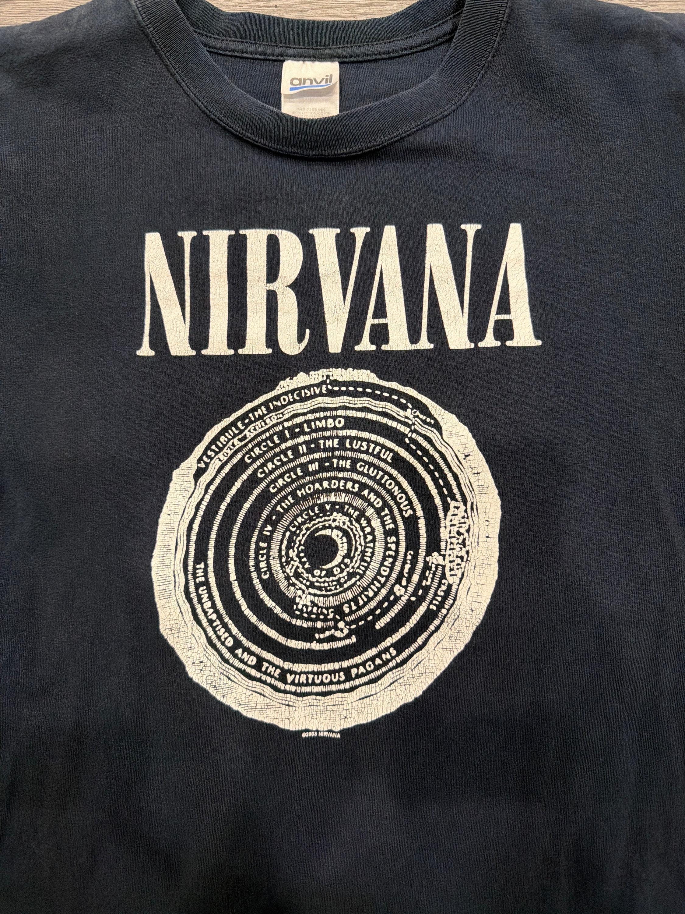 The 03 Nirvana Vestibule Double Sided Anvil Black T-shirt Medium