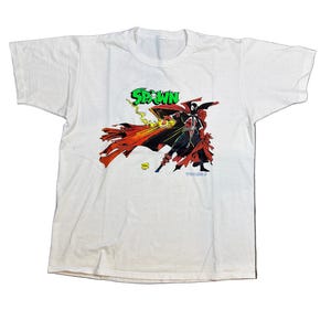 Dwustronna biała koszulka Spawn Todd Mcfarlane z 1993 roku w rozmiarze XL